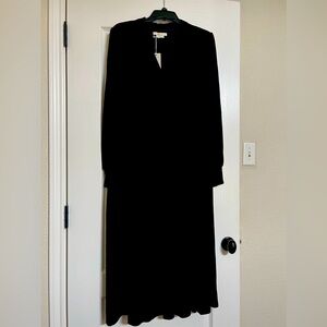 Boden Black Long Bell Sleeve 95% Viscose and 5% Elastane Midi Dress